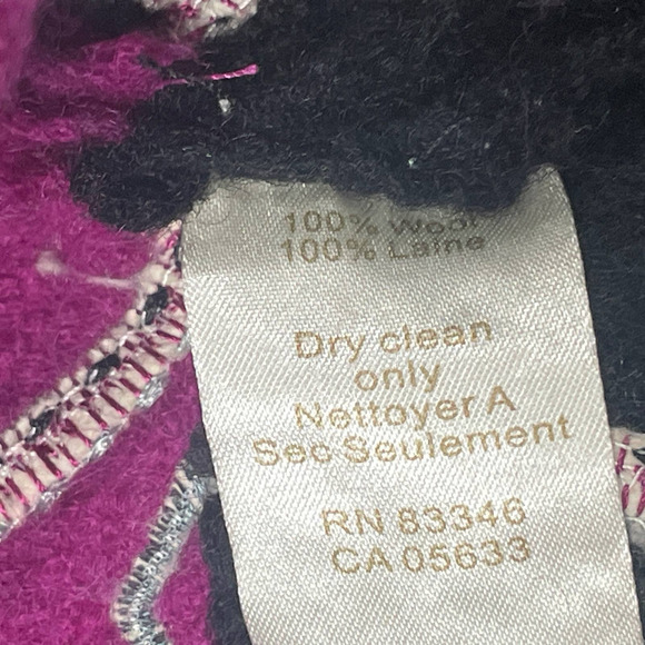 Carson Purple Hook 100% Wool Fuzzy Floral‎ Embroidered Sweater Vest Womens Sz M - Picture 5 of 7